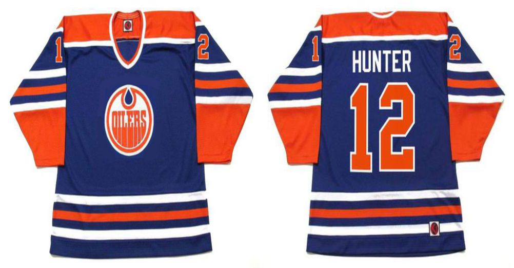 2019 Men Edmonton Oilers #12 Hunter Blue CCM NHL jerseys